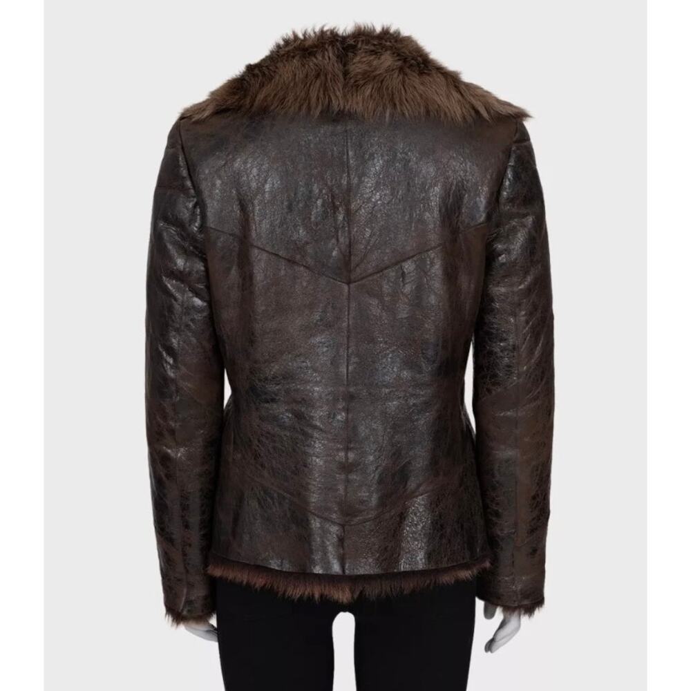 Max Mara Brown Shearling Sheepskin Coat - S - Picture 3 of 8